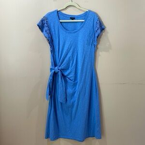 Talbots Blue Mini Dress with Lace Sleeves